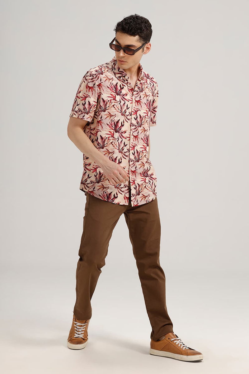 SLIM FIT VISCOSE DIGITAL PRINTED HALFSLEEVES SHIRT