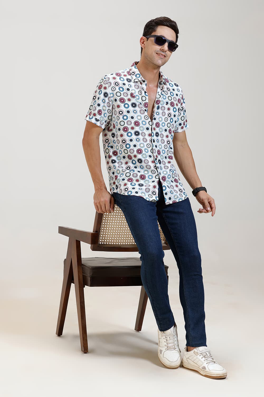 SLIM FIT COTTON DIDITAL PRINTED HALFSLEEVES SHIRT