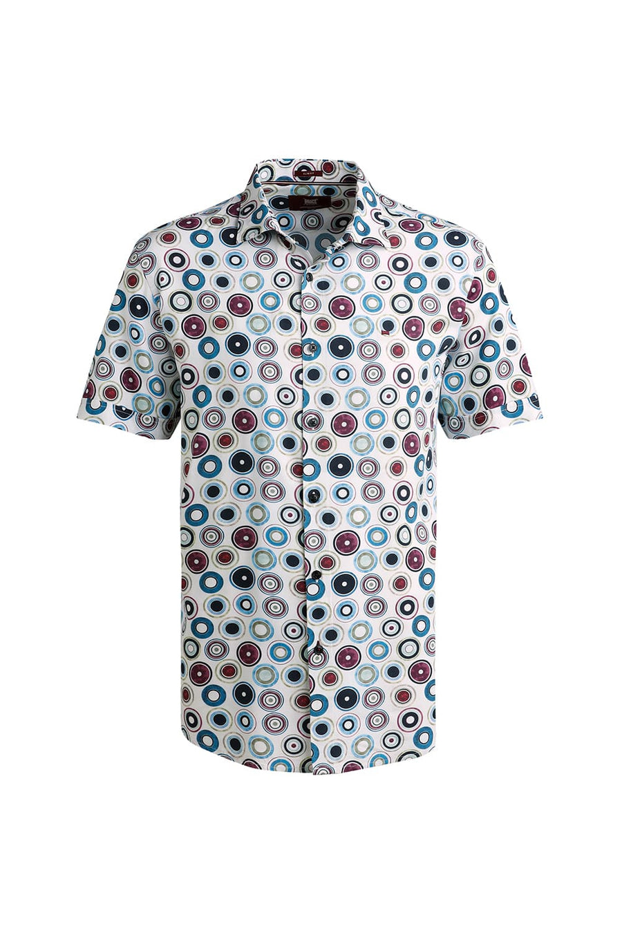 BASICS SLIM FIT BRIGHT WHITE COTTON DIDITAL PRINTED HALFSLEEVES SHIRT