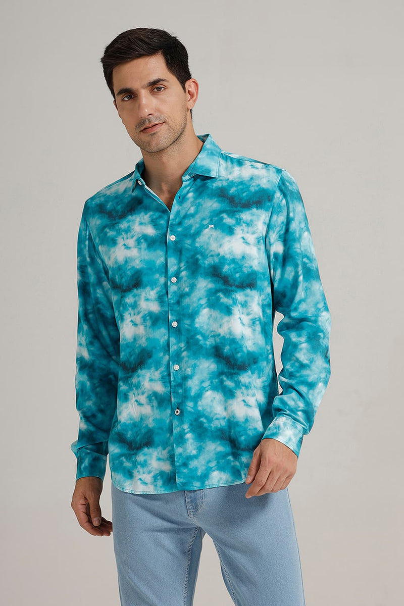 SLIM FIT VISCOSE DIGITAL PRINTED SHIRT