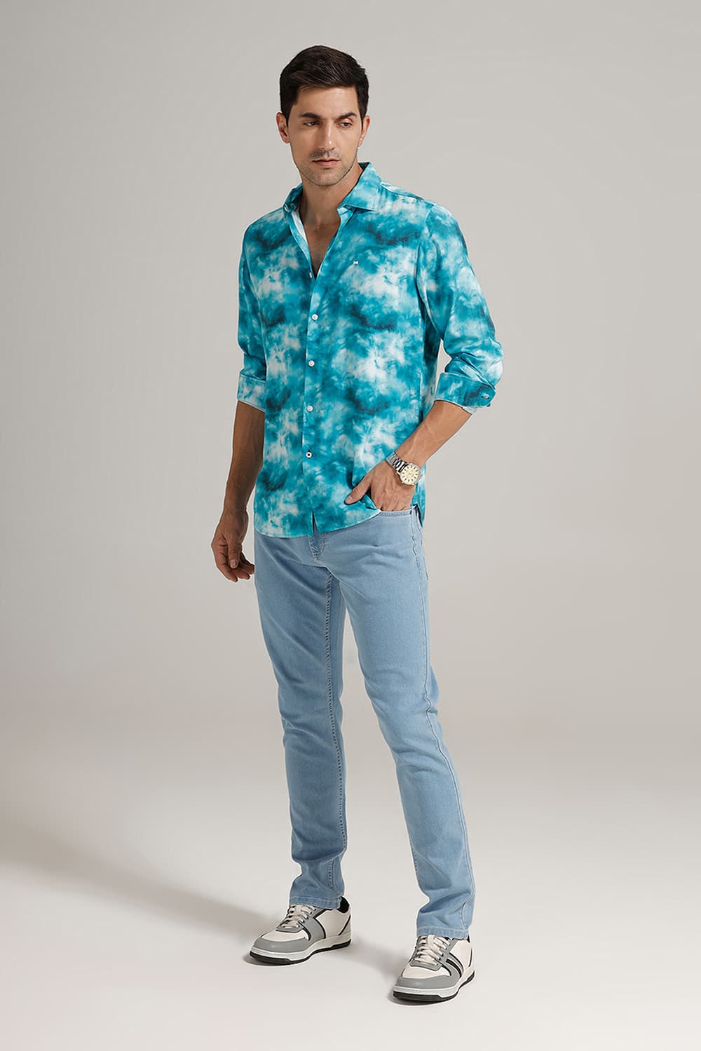 SLIM FIT VISCOSE DIGITAL PRINTED SHIRT