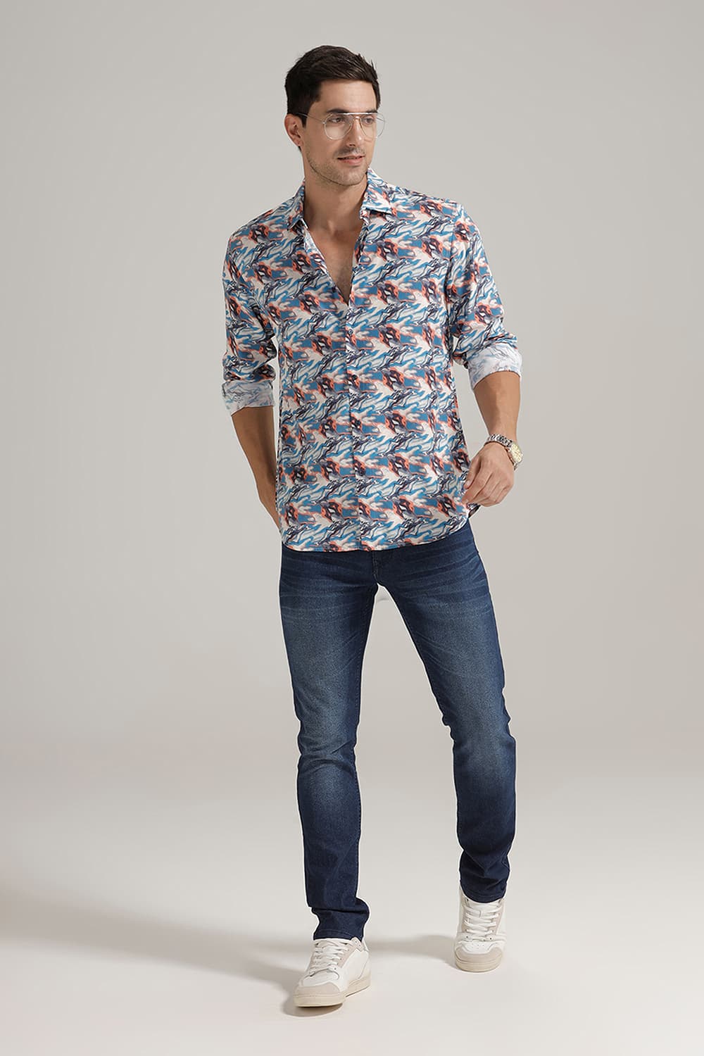 SLIM FIT VISCOSE DIGITAL PRINTED SHIRT