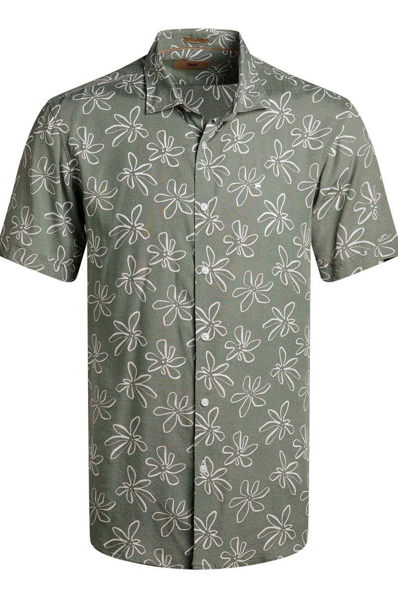 SLIM FIT VISCOSE PRINTED HALFSLEEVES SHIRT