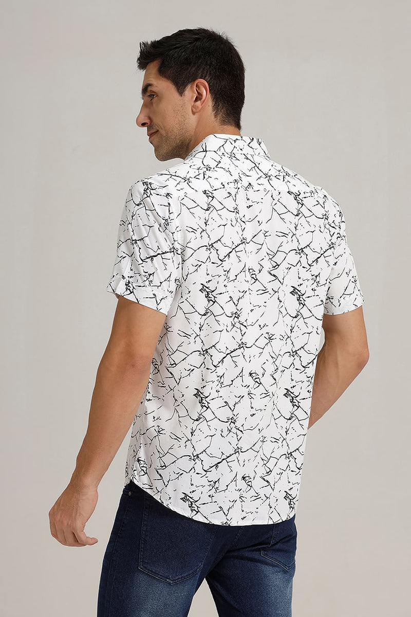 SLIM FIT VISCOSE PRINTED HALFSLEEVES SHIRT