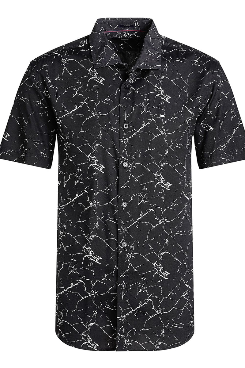 SLIM FIT VISCOSE PRINTED HALFSLEEVES SHIRT