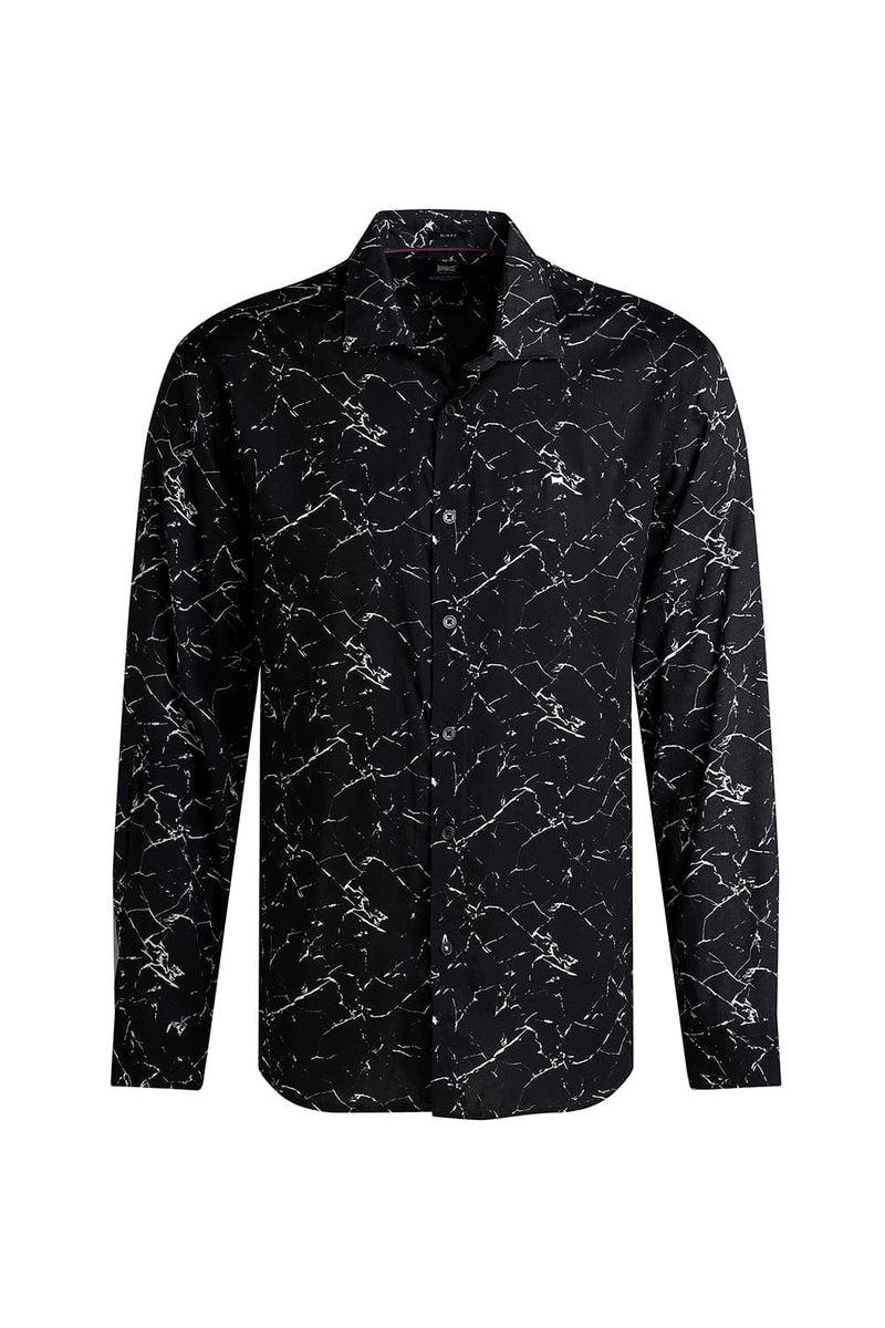 SLIM FIT VISCOSE PRINTED SHIRT