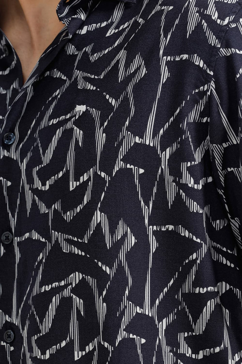 SLIM FIT VISCOSE PRINTED HALFSLEEVES SHIRT