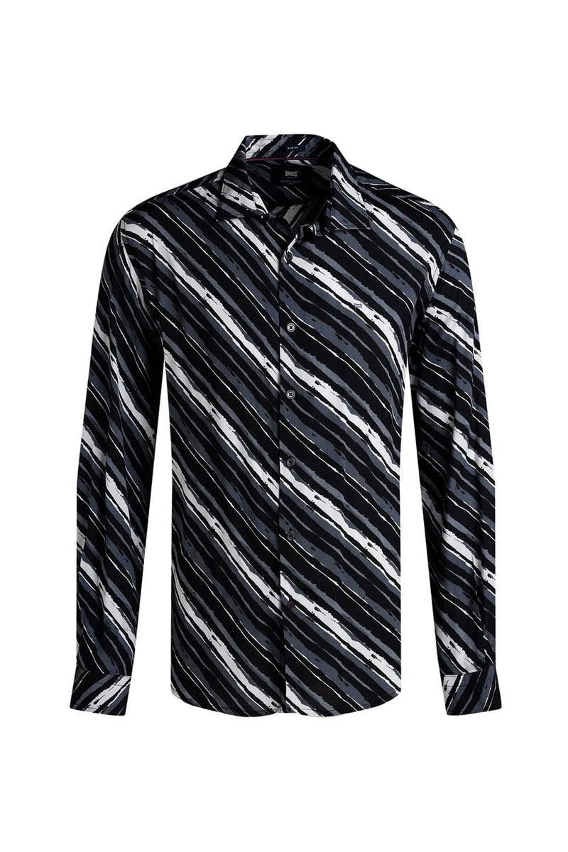 SLIM FIT VISCOSE PRINTED SHIRT