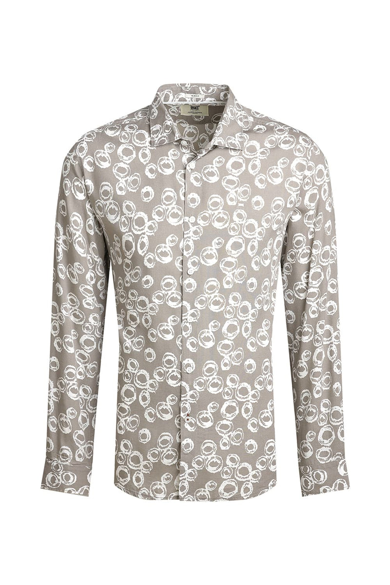 SLIM FIT VISCOSE PRINTED SHIRT