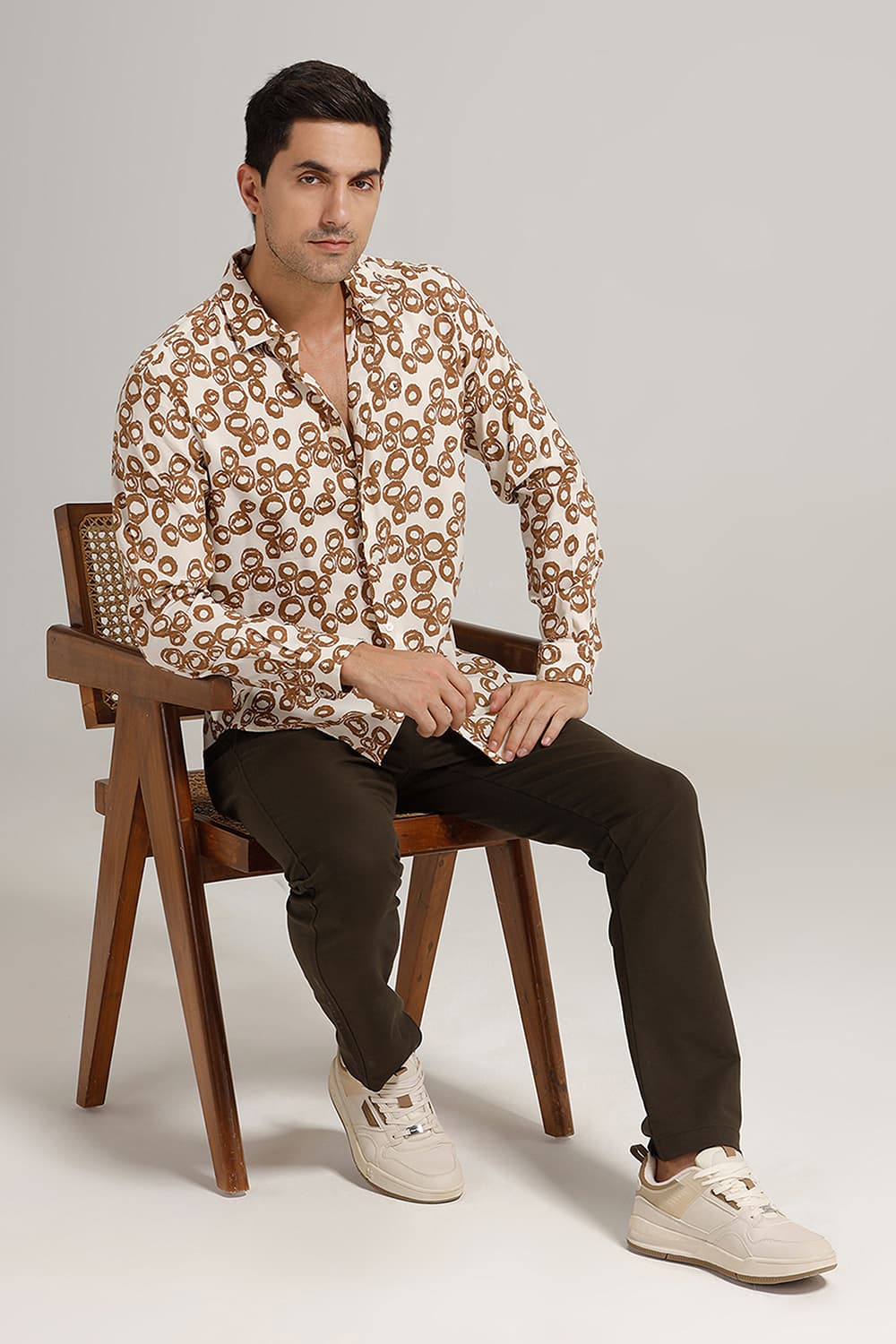 SLIM FIT VISCOSE PRINTED SHIRT