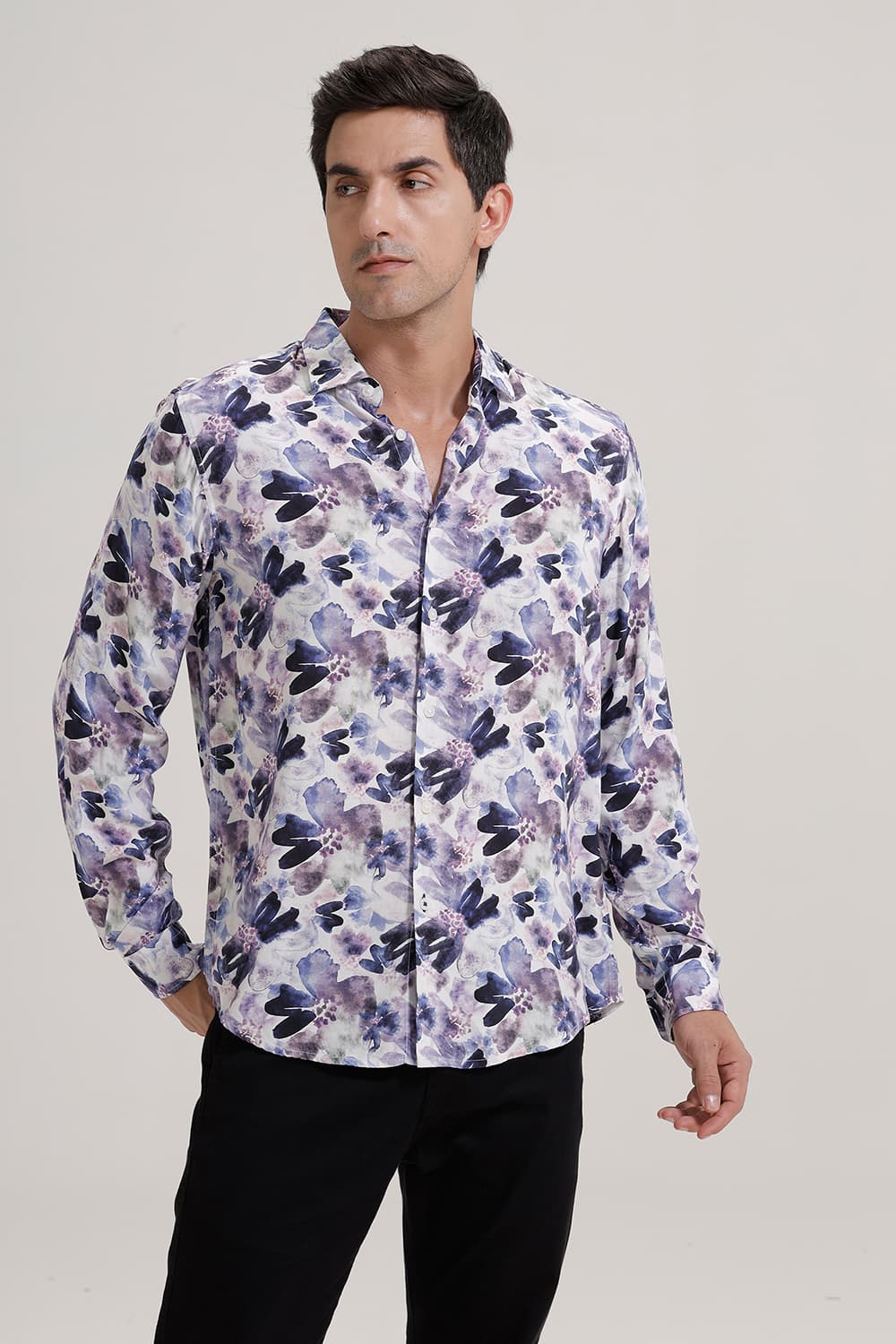SLIM FIT VISCOSE DIGITAL PRINTED SHIRT