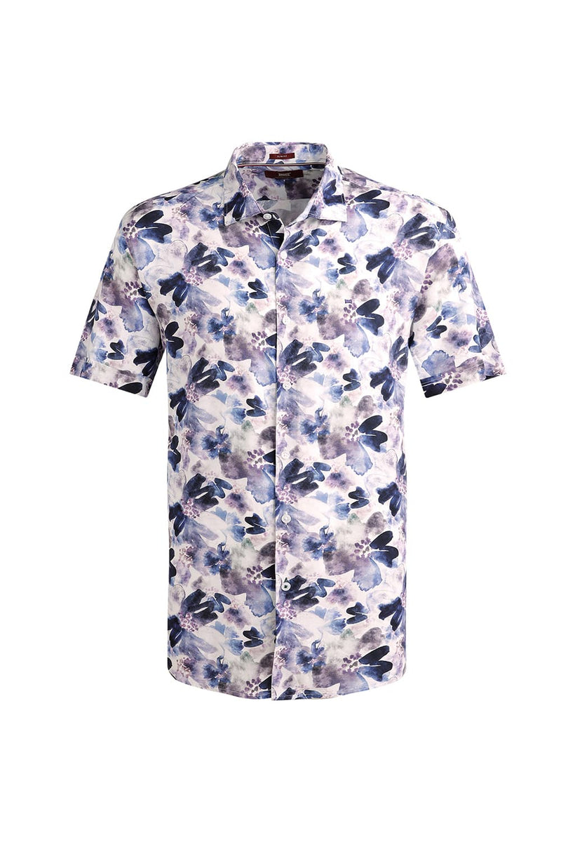 SLIM FIT VISCOSE DIGITAL PRINTED HALFSLEEVES SHIRT