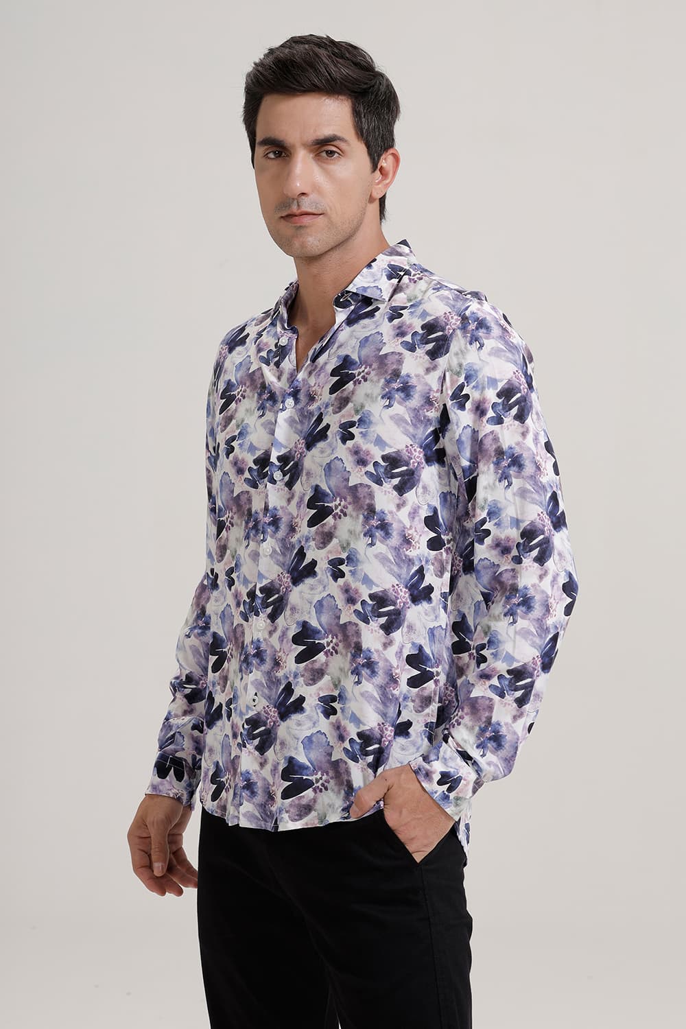 SLIM FIT VISCOSE DIGITAL PRINTED SHIRT