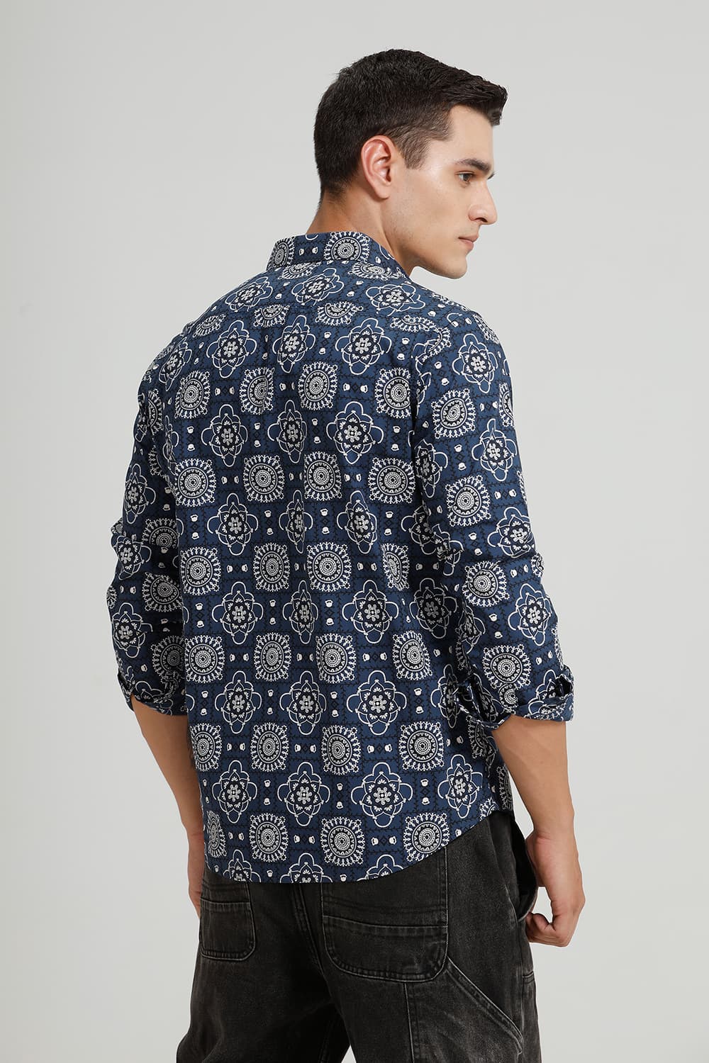 SLIM FIT COTTON POPLIN PRINTED SHIRT