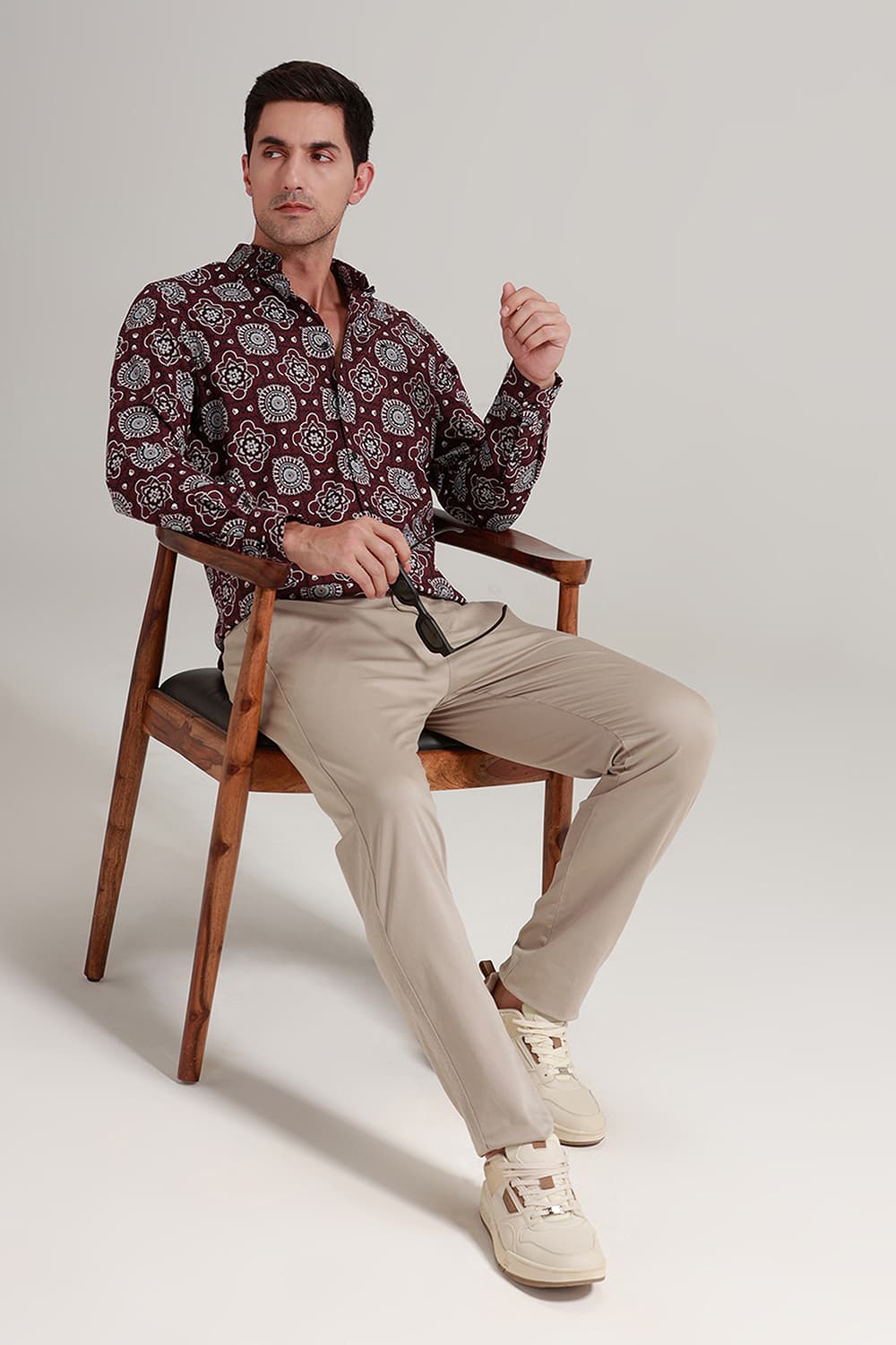 SLIM FIT COTTON POPLIN PRINTED SHIRT
