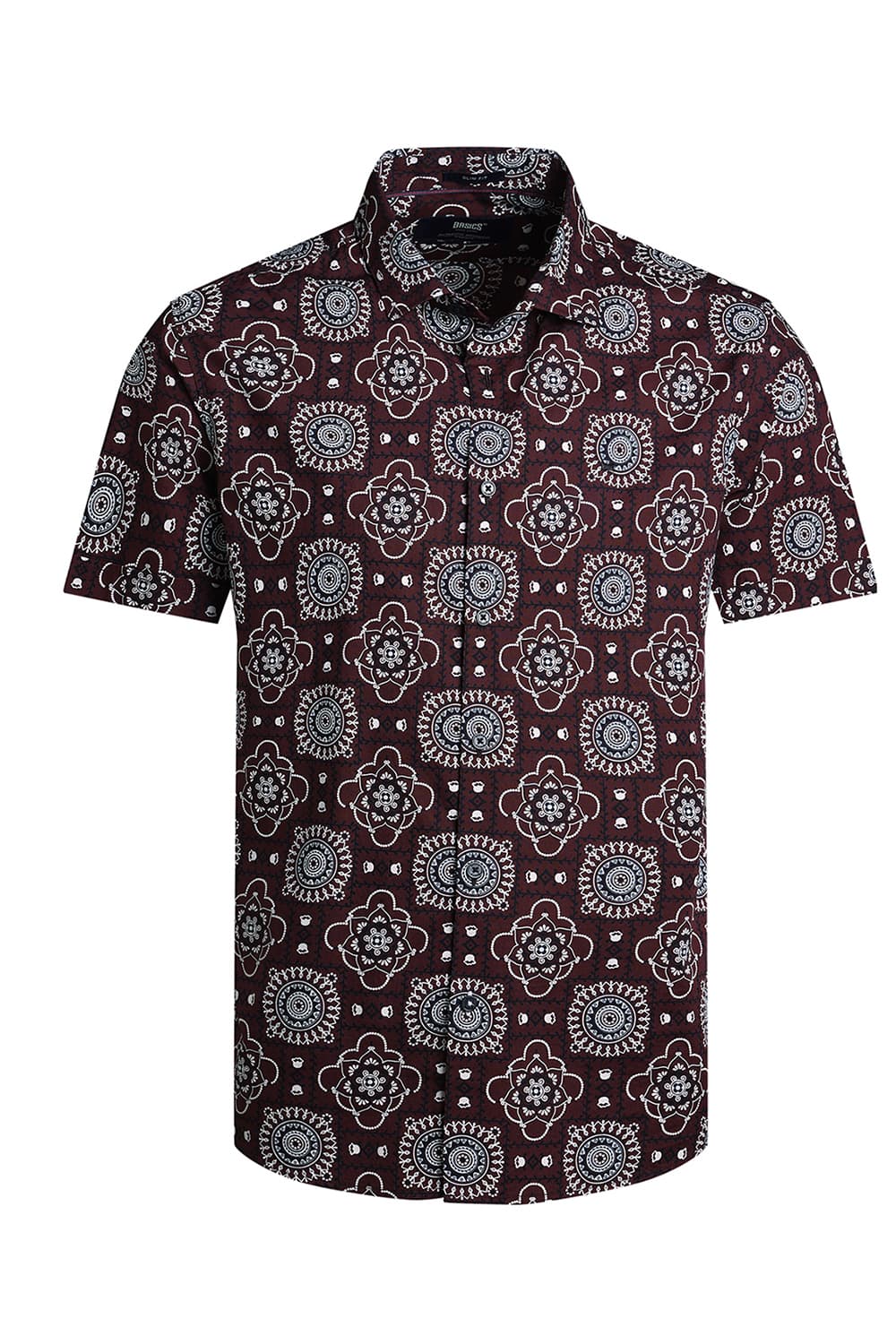 SLIM FIT COTTON POPLIN PRINTED HALFSLEEVES SHIRT