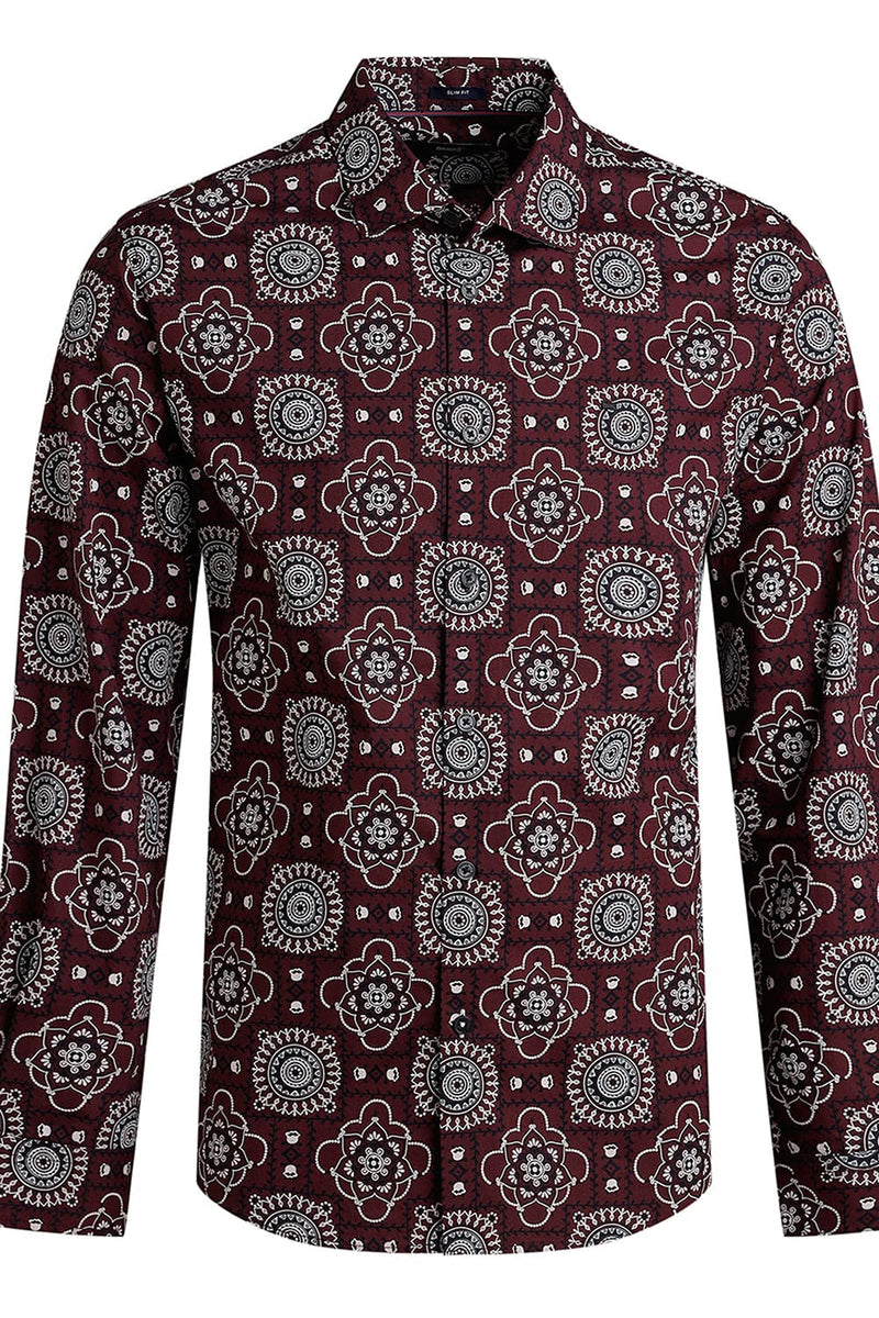 SLIM FIT COTTON POPLIN PRINTED SHIRT