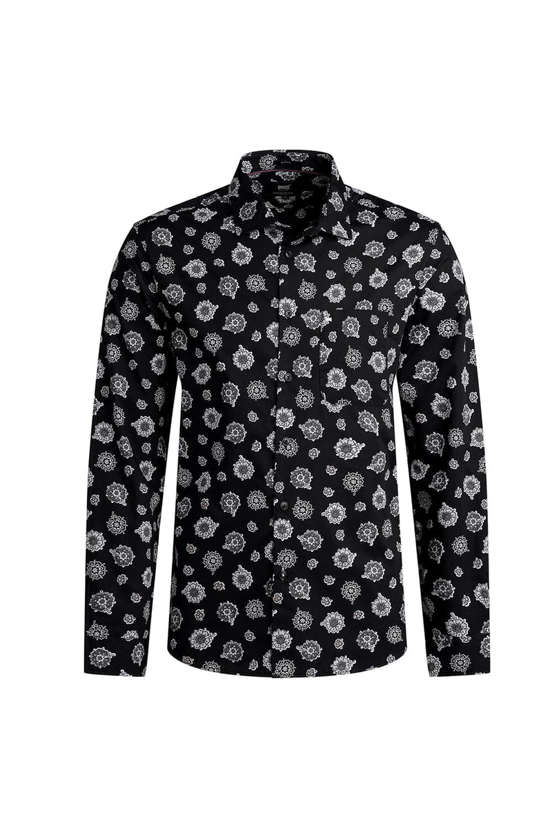 SLIM FIT COTTON POPLIN PRINTED SHIRT