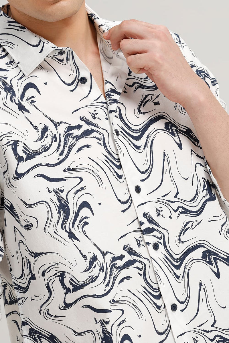 SLIM FIT COTTON CREPE PRINTED SHIRT