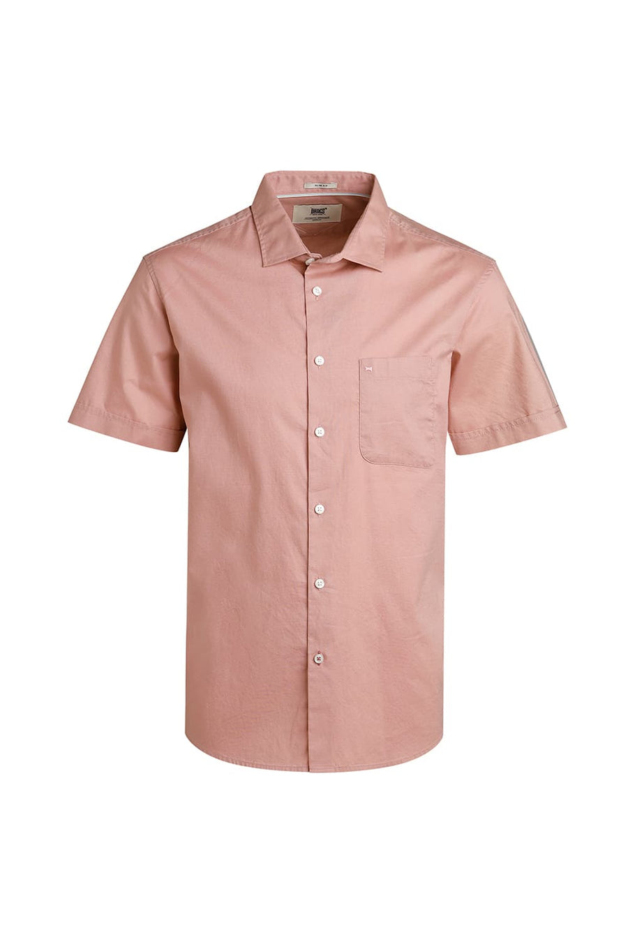BASICS SLIM FIT MELLOW PINK COTTON OXFORD HALFSLEEVES SHIRT