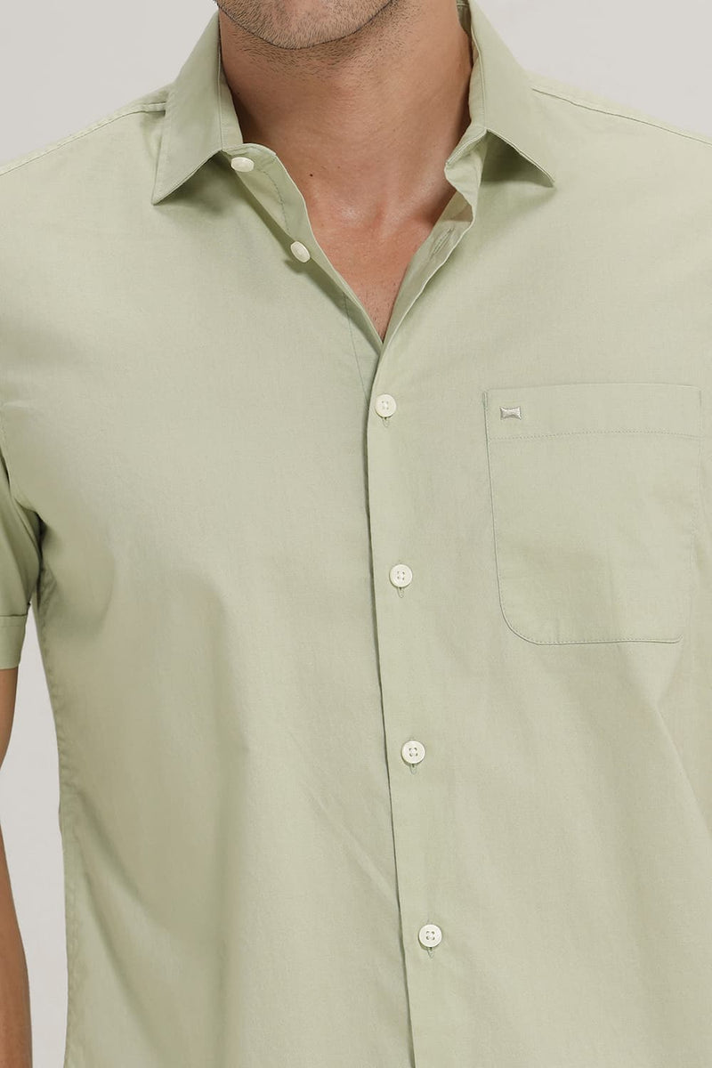 SLIM FIT COTTON OXFORD HALFSLEEVES SHIRT