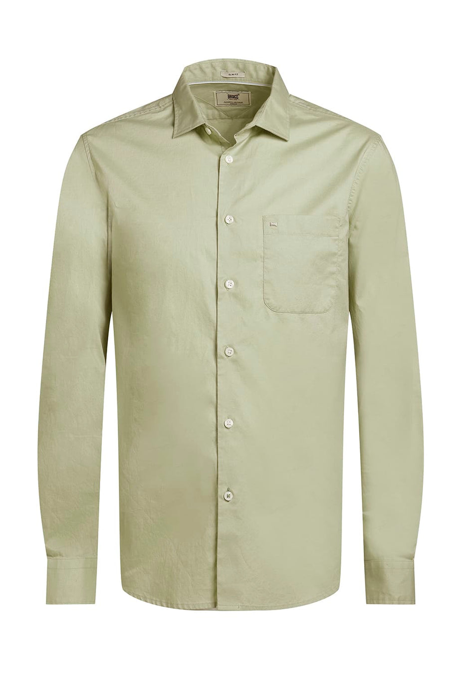 BASICS SLIM FIT CELADON GREEN COTTON OXFORD SHIRT