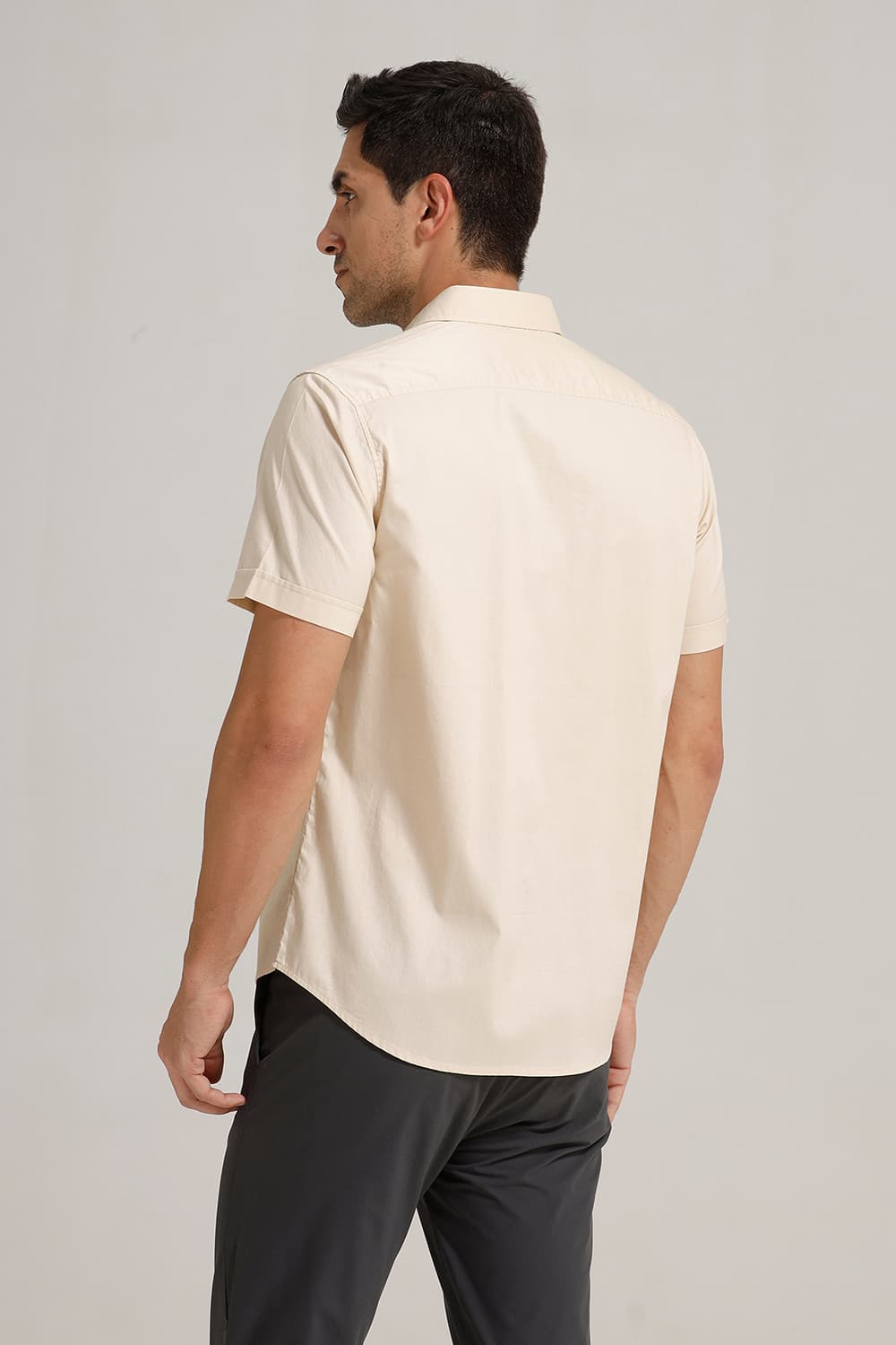 SLIM FIT COTTON OXFORD HALFSLEEVES SHIRT
