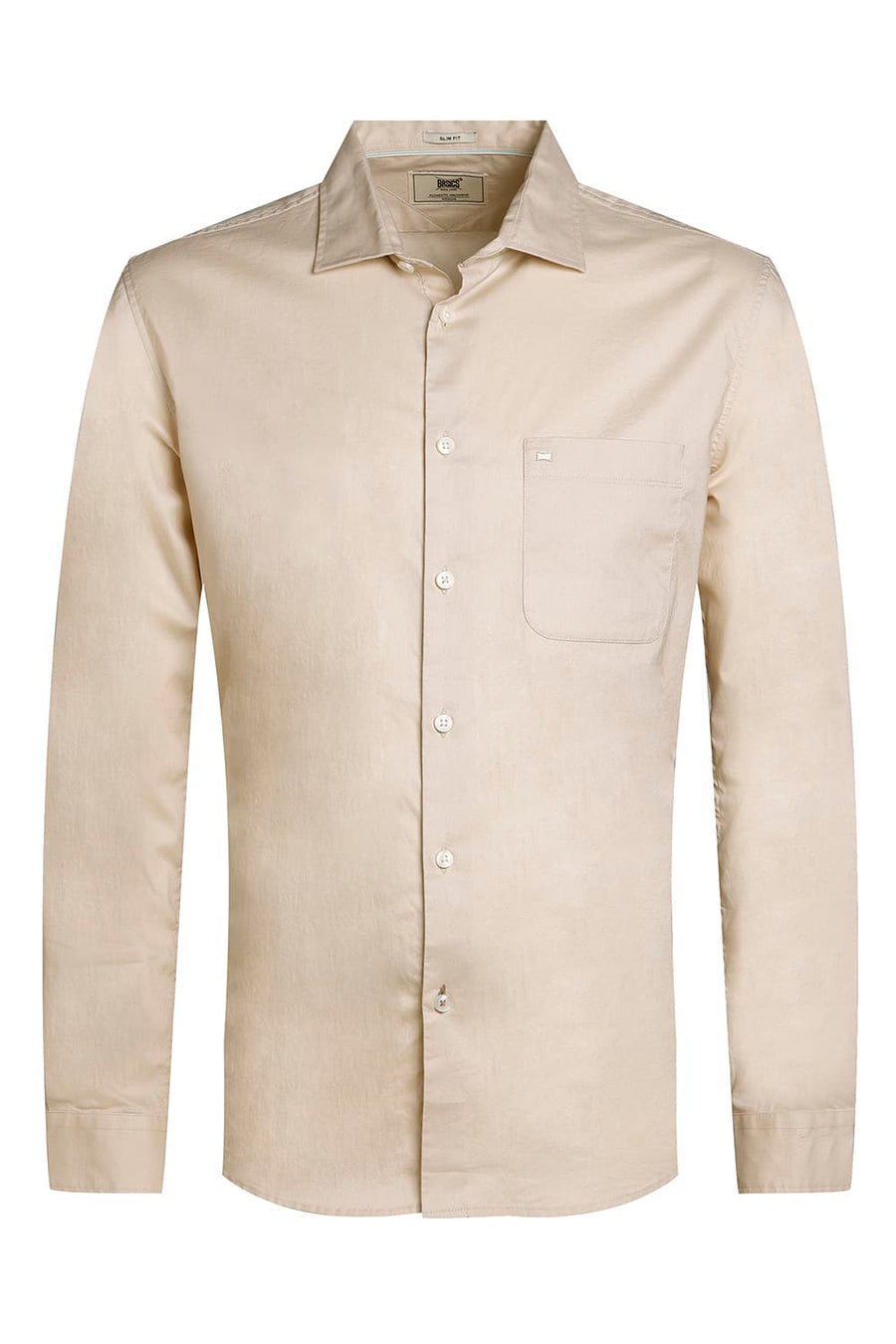 BASICS SLIM FIT ECRU CREME COTTON OXFORD SHIRT