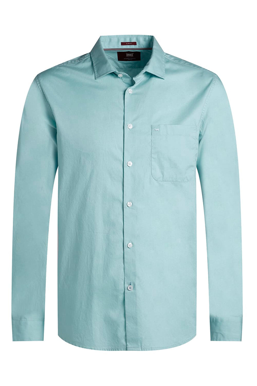BASICS SLIM FIT AQUA SAND COTTON OXFORD SHIRT