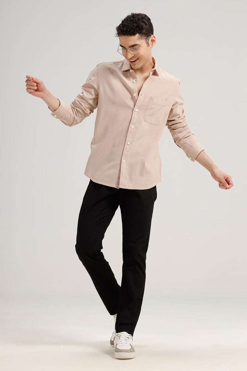 SLIM FIT COTTON HOPSACK DOBBY SHIRT