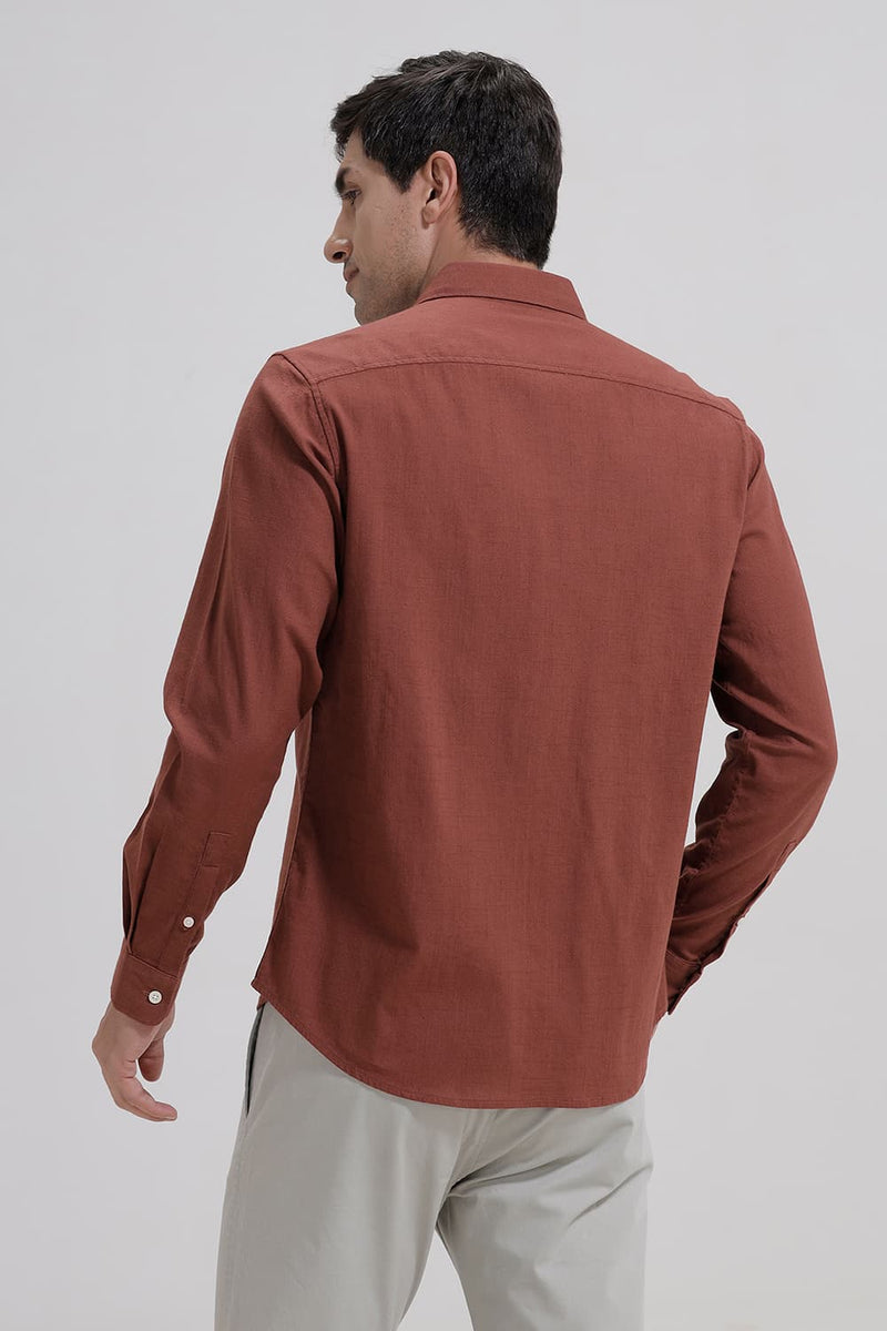 SLIM FIT SLUB COTTON STRETCH SHIRT