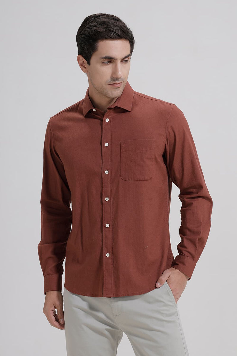 SLIM FIT SLUB COTTON STRETCH SHIRT