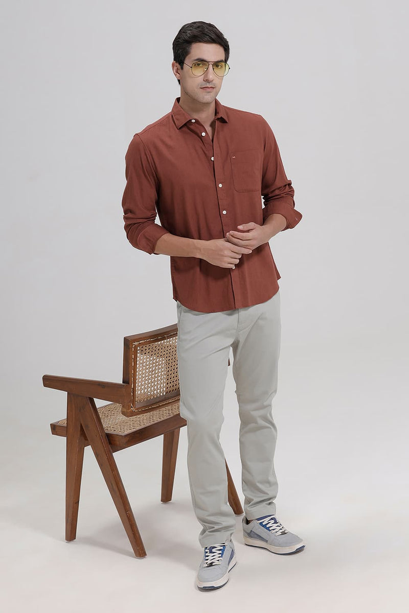 SLIM FIT SLUB COTTON STRETCH SHIRT
