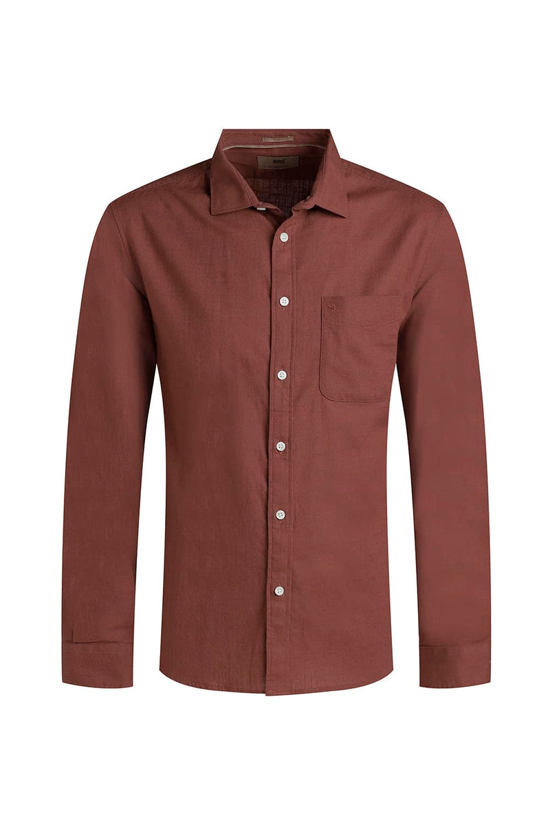 SLIM FIT SLUB COTTON STRETCH SHIRT