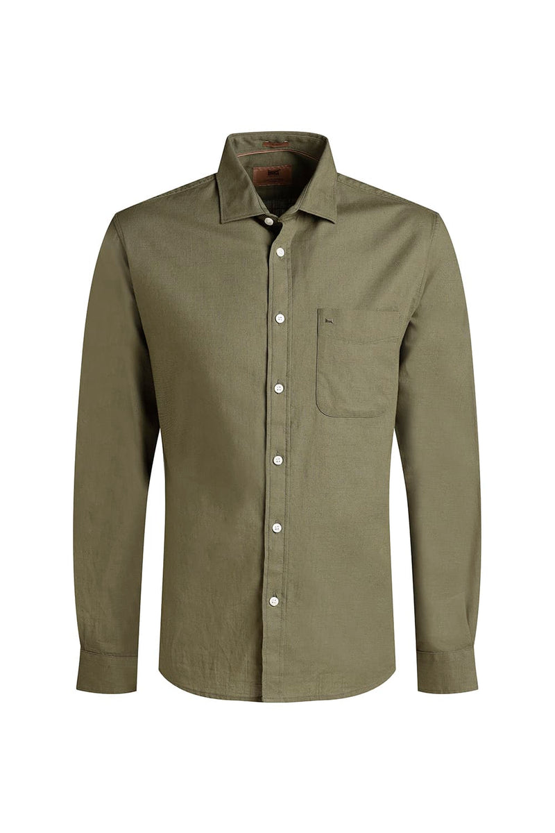 SLIM FIT SLUB COTTON STRETCH SHIRT