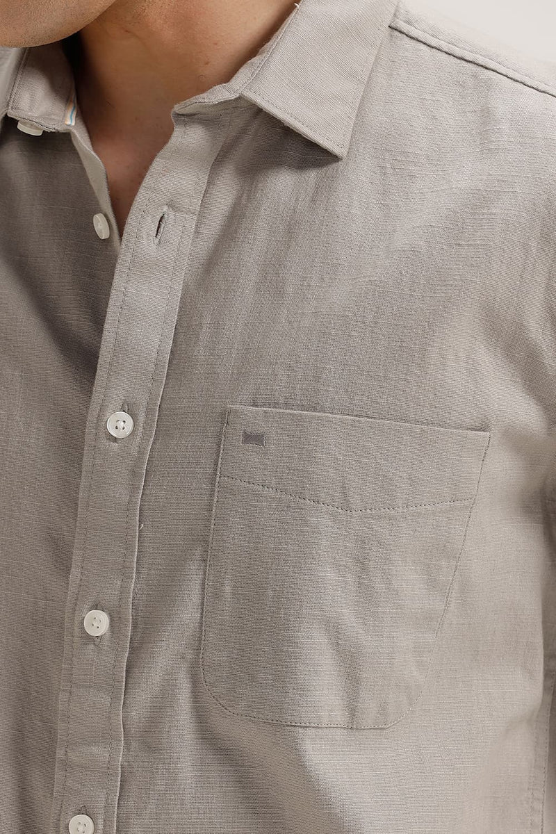 SLIM FIT SLUB COTTON STRETCH SHIRT