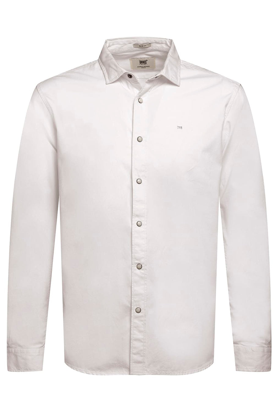 BASICS SLIM FIT LUCENT WHITE COTTON TWILL SHIRT