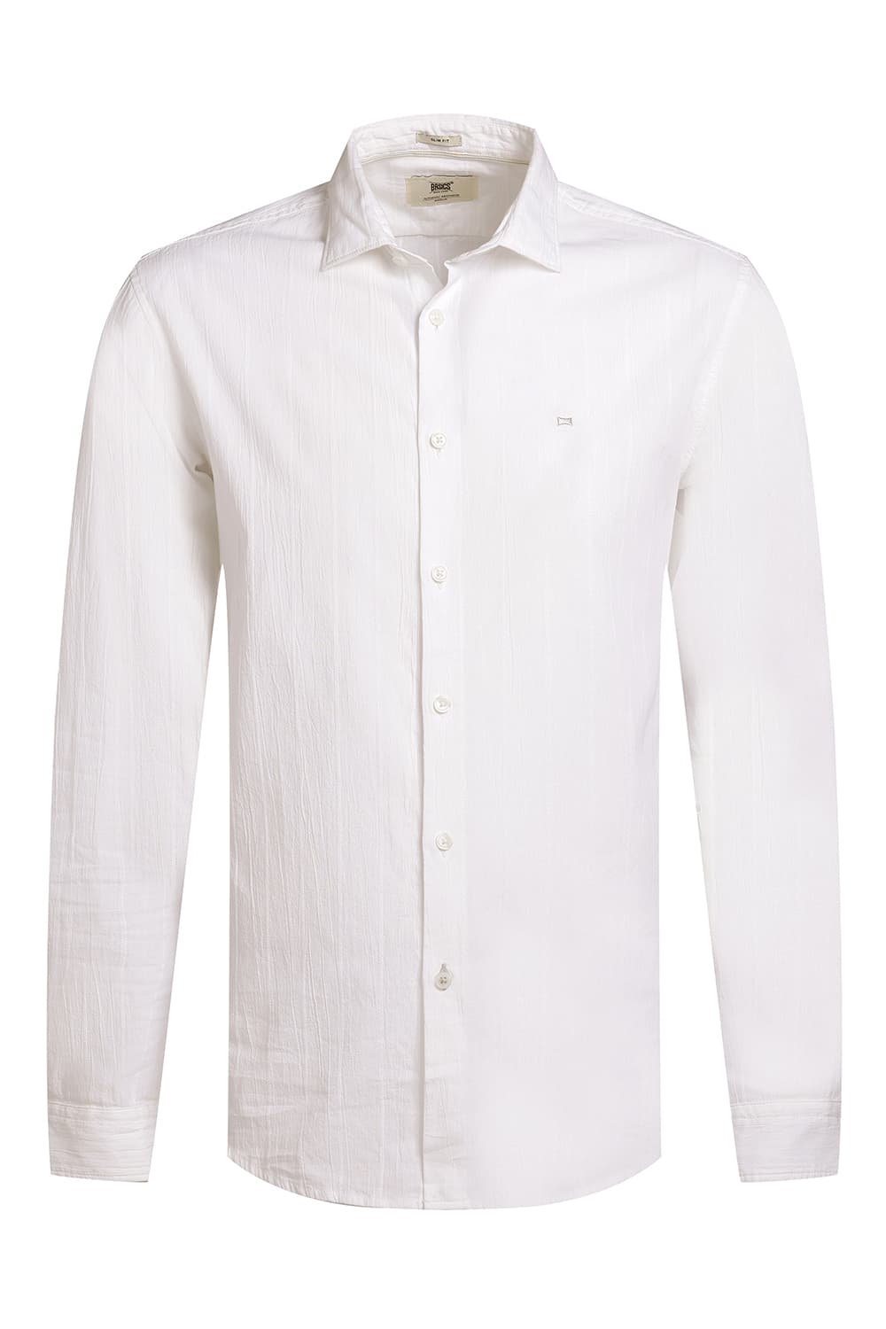 SLIM FIT COTTON SEERSUCKER CRINKLE DOBBY STRIPE SHIRT