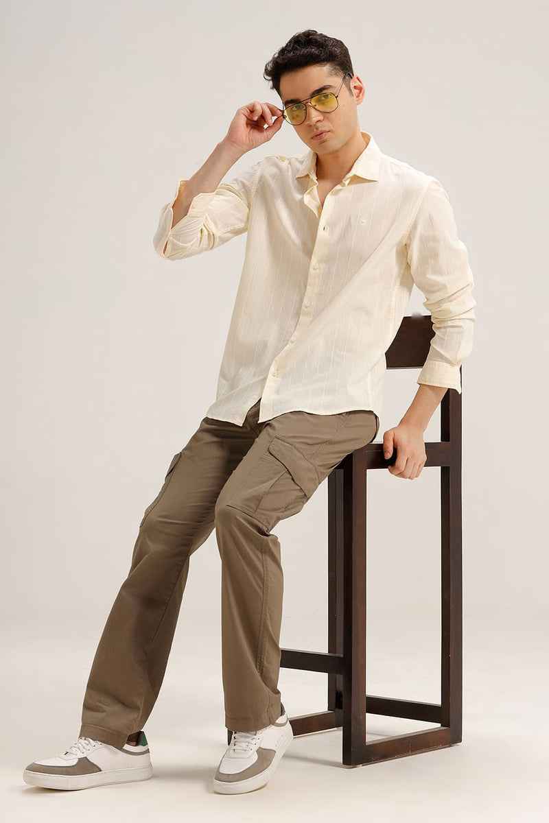 SLIM FIT COTTON SEERSUCKER CRINKLE DOBBY STRIPE SHIRT