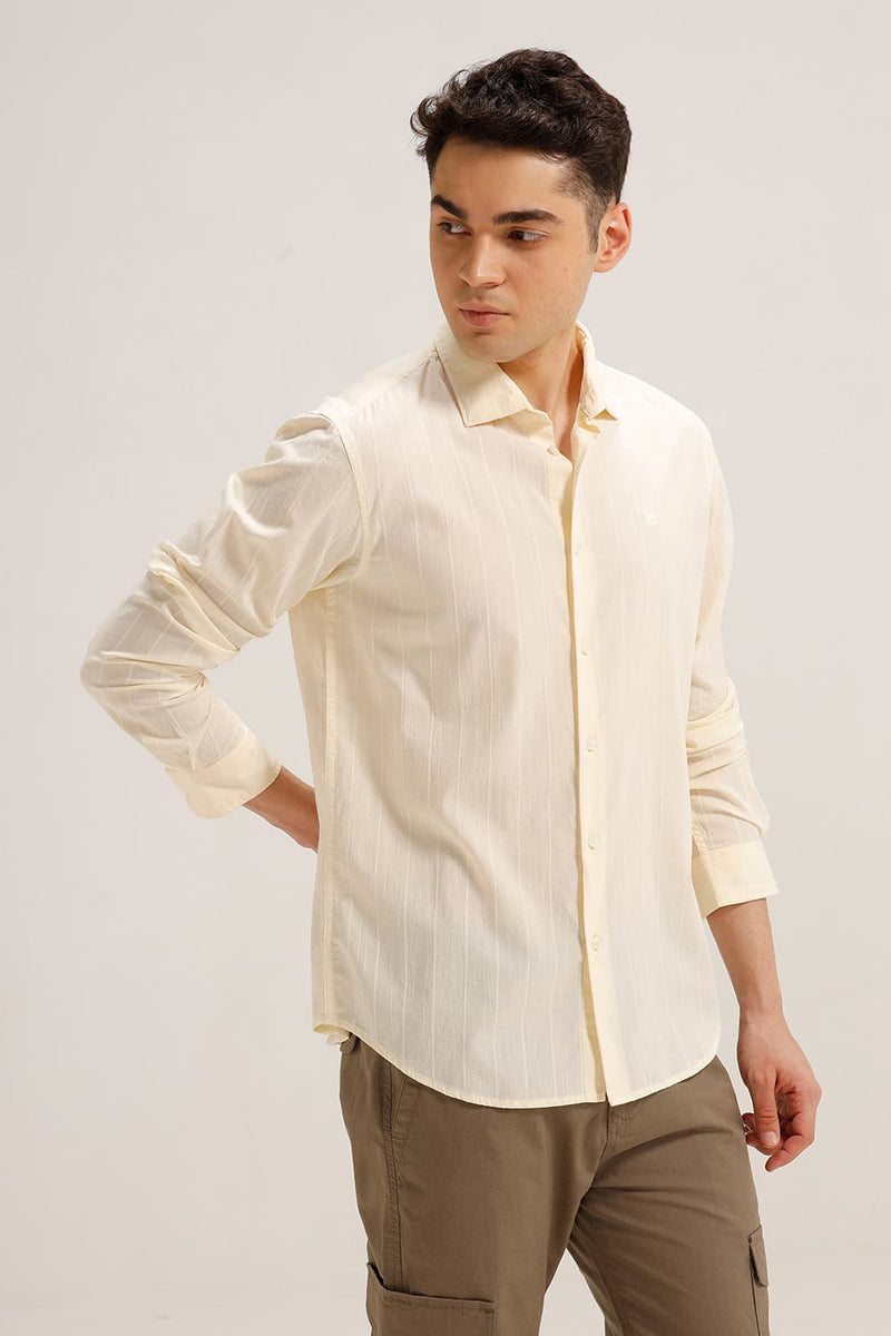 SLIM FIT COTTON SEERSUCKER CRINKLE DOBBY STRIPE SHIRT