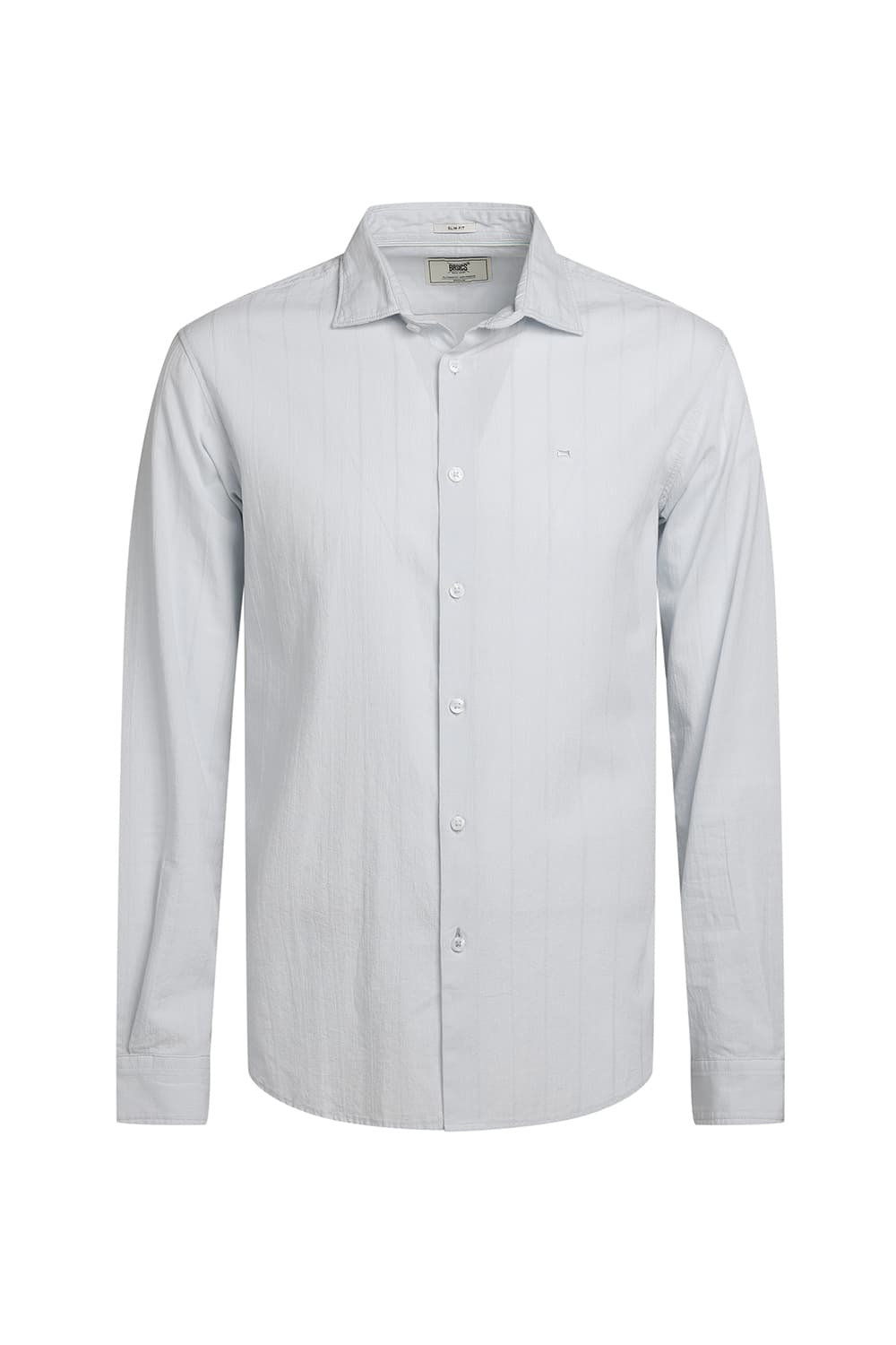 SLIM FIT COTTON SEERSUCKER CRINKLE DOBBY STRIPE SHIRT