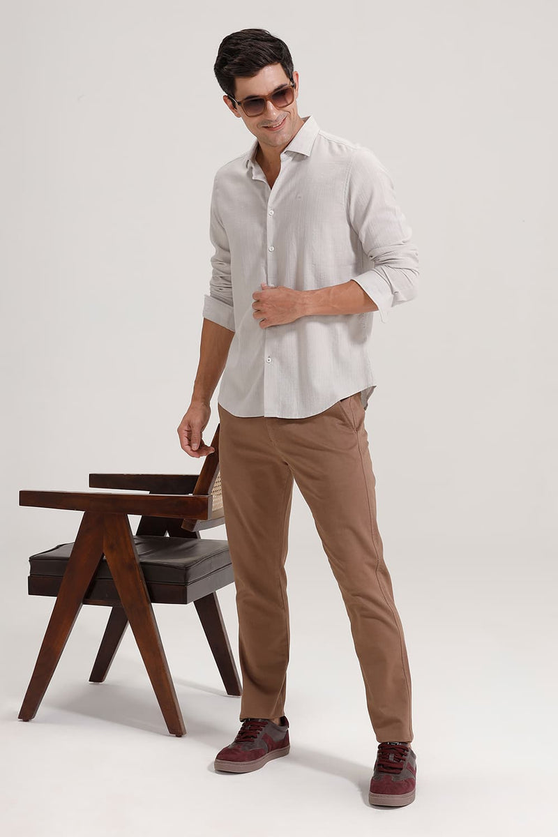SLIM FIT COTTON DOBBY STRIPE SHIRT