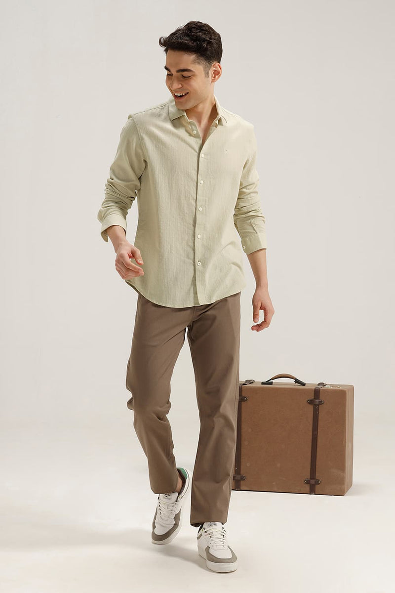 SLIM FIT COTTON DOBBY STRIPE SHIRT