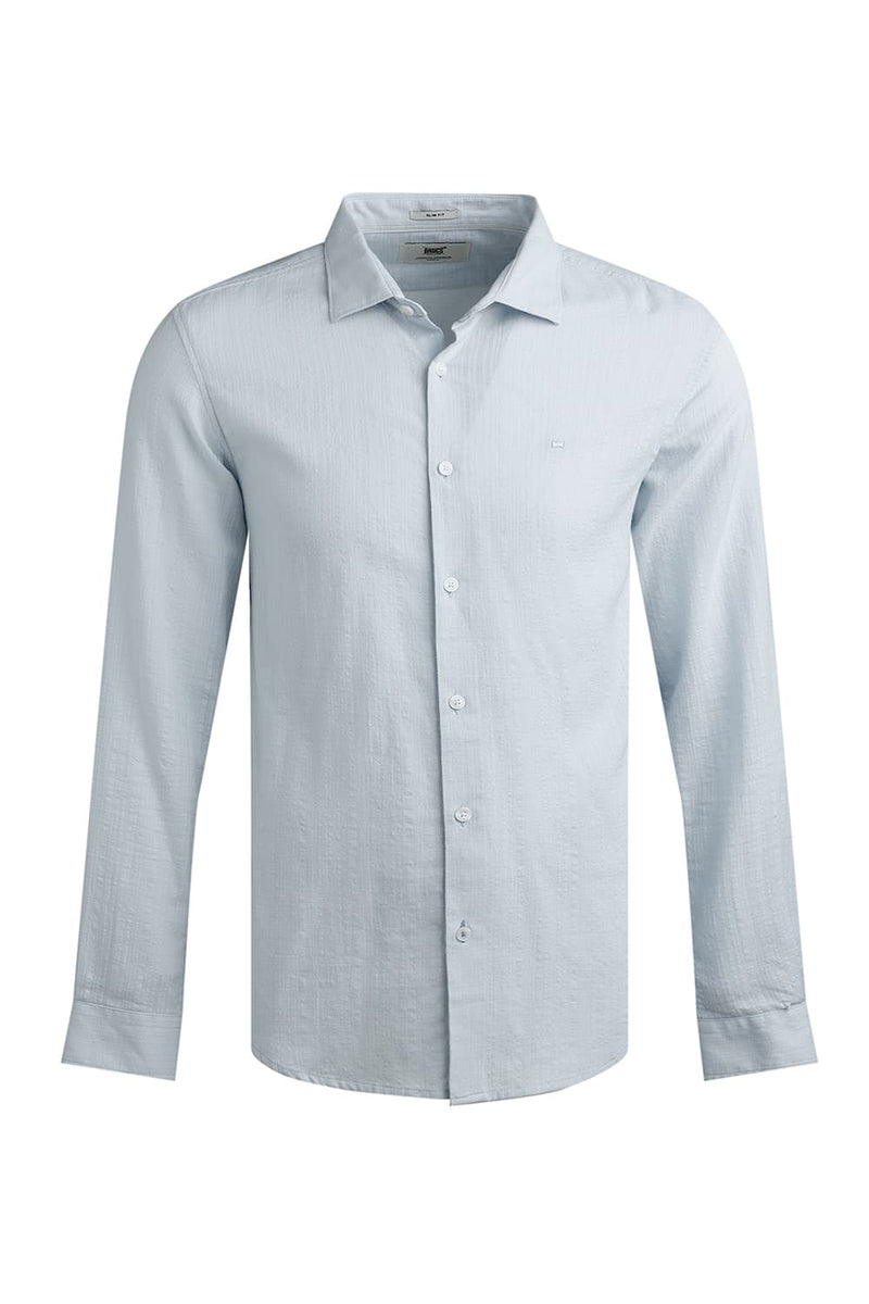 SLIM FIT COTTON DOBBY STRIPE SHIRT