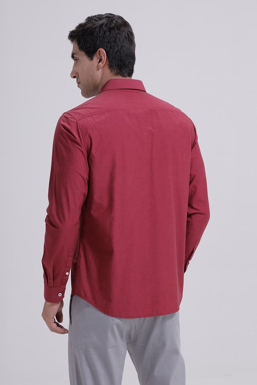 BASICS SLIM FIT RED BUD COTTON FIL-A-FIL SHIRT