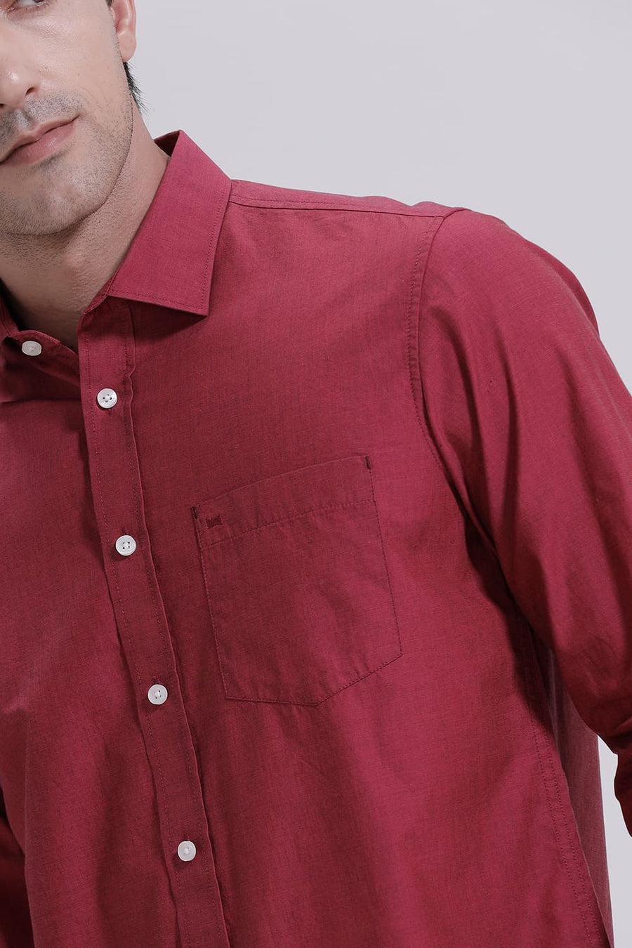 BASICS SLIM FIT RED BUD COTTON FIL-A-FIL SHIRT