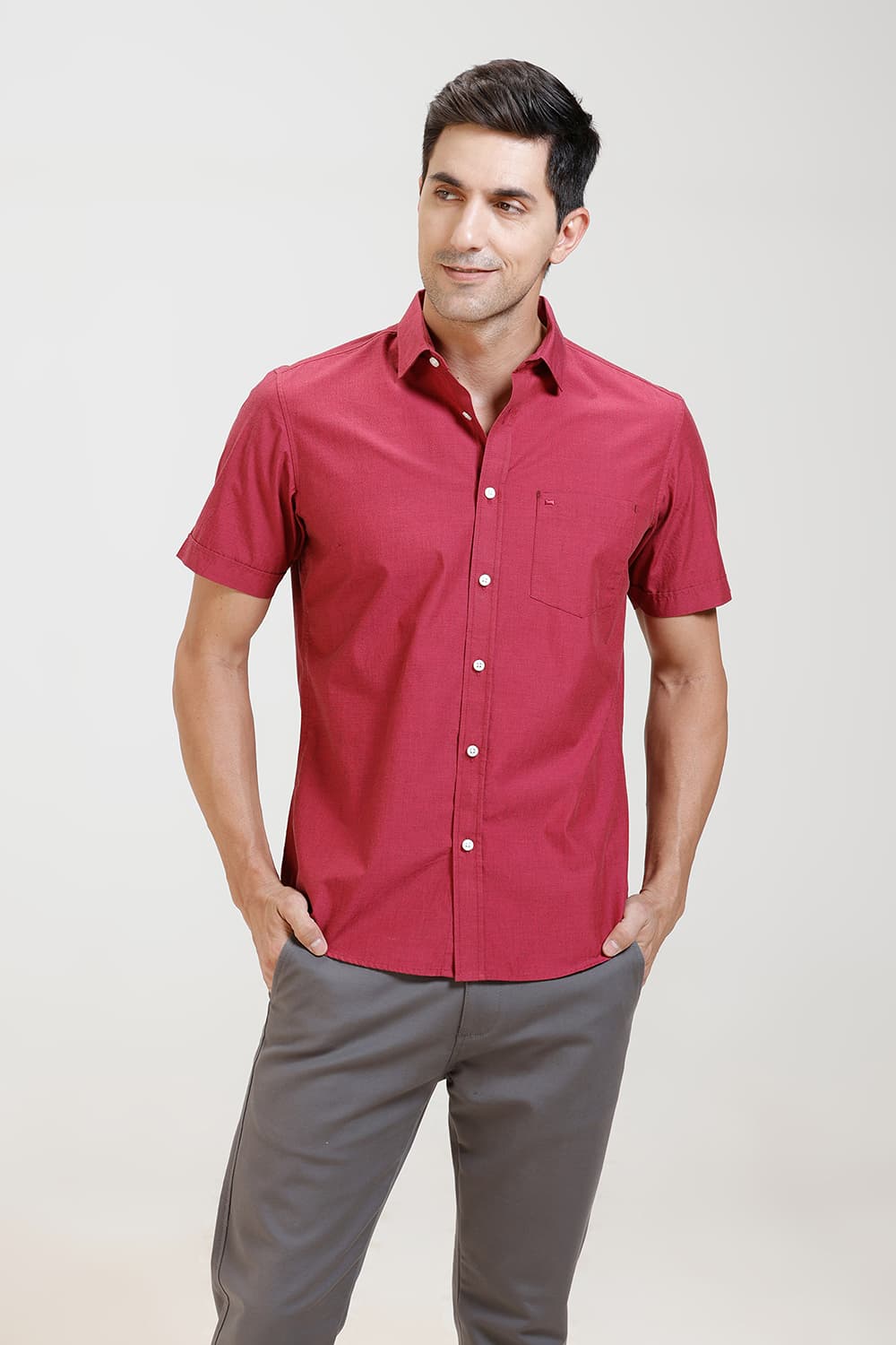 SLIM FIT COTTON FIL-A-FIL HALFSLEEVES SHIRT