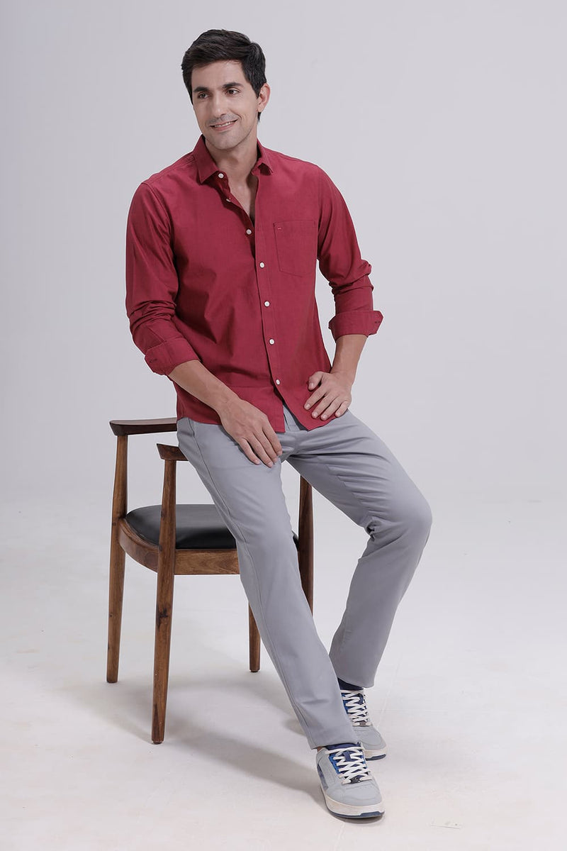 SLIM FIT COTTON FIL-A-FIL SHIRT