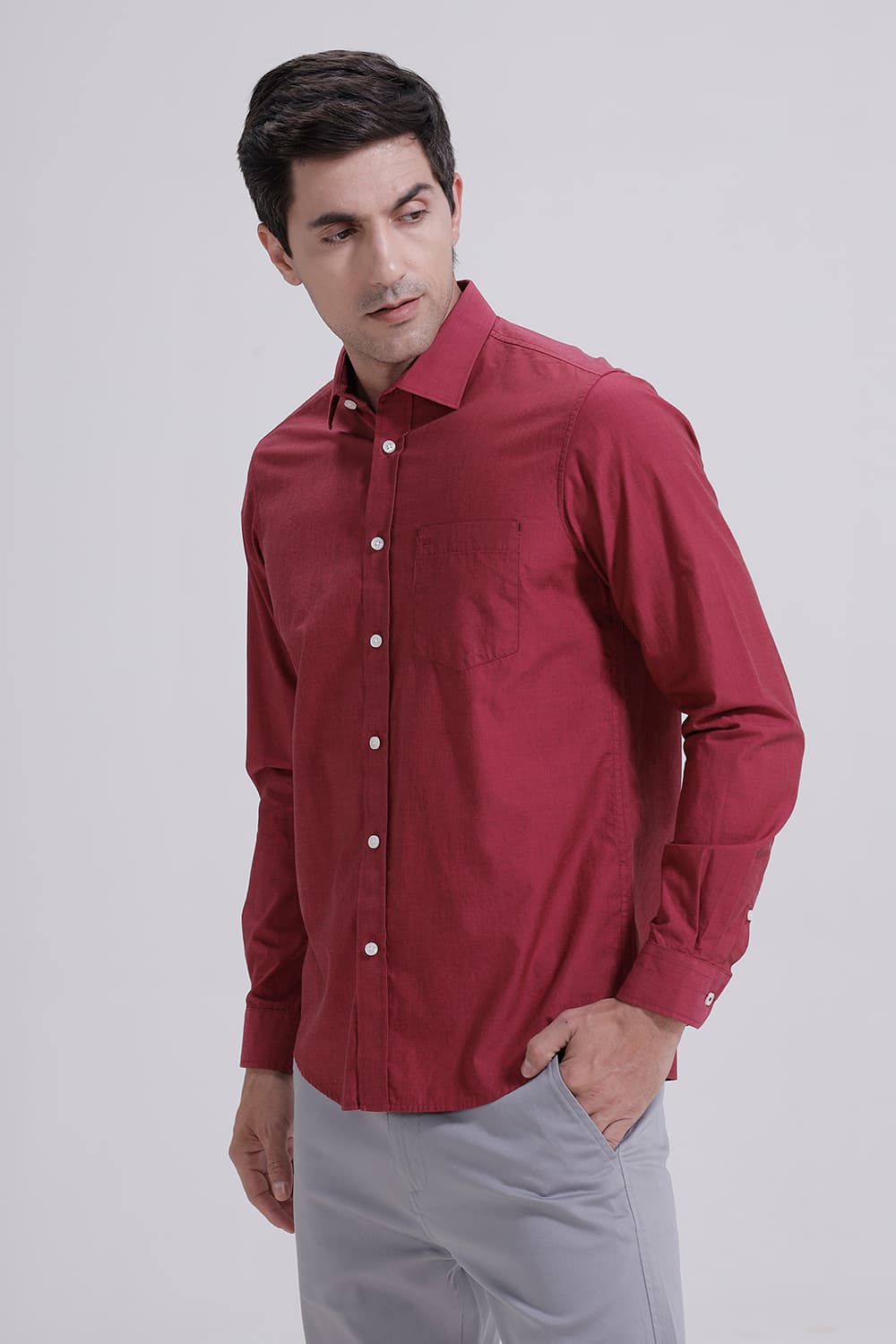 SLIM FIT COTTON FIL-A-FIL SHIRT