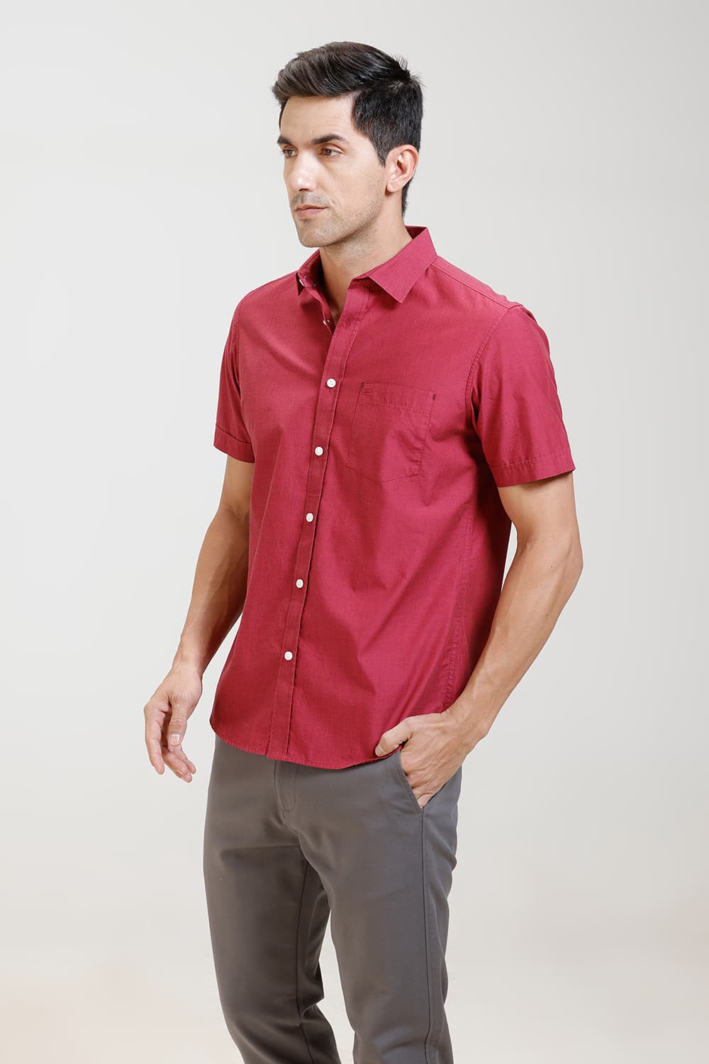 SLIM FIT COTTON FIL-A-FIL HALFSLEEVES SHIRT